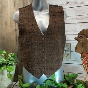 Katch Me Retro Biker NWT Cowboy Vintage Western Brown Suede Leather Vest L N
